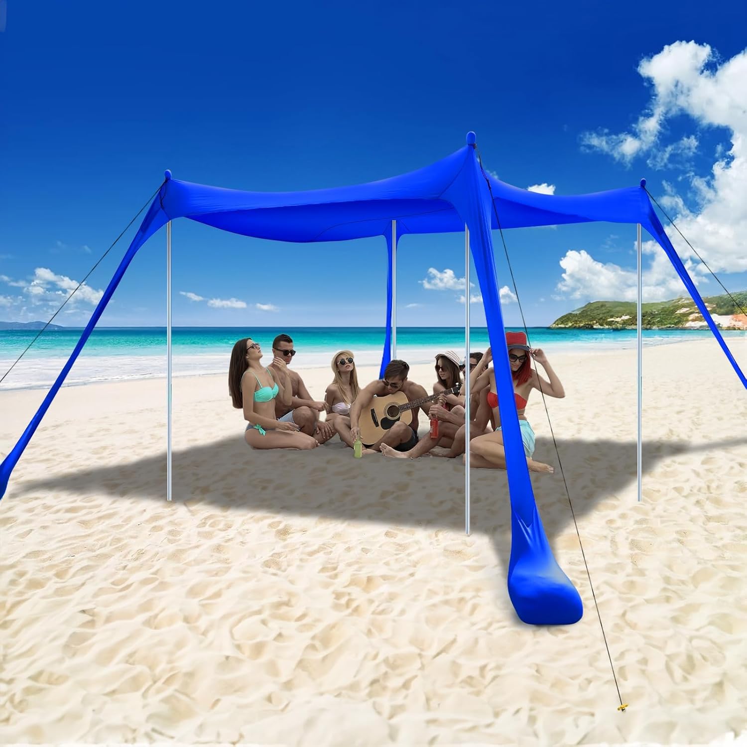 Thumbnail 6 de COMMOUDS Beach Tent Sun Shelter (UPF50+) 12x12ft Pop-Up Canopy with Sandbags, Shovel, and Windproof Poles