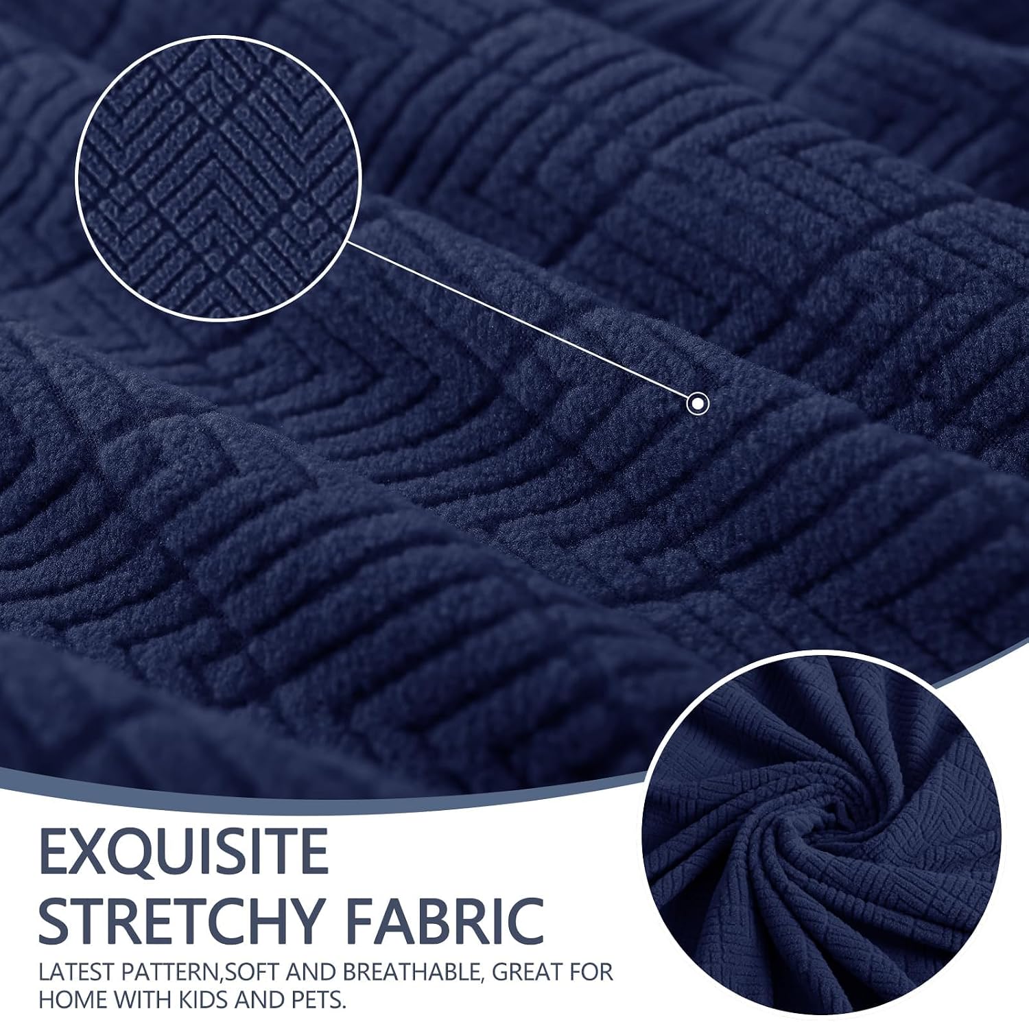 Thumbnail 2 de Housse Canapé Ystyle Extensible 3 Places – Protection antidérapante et design géométrique bleu foncé