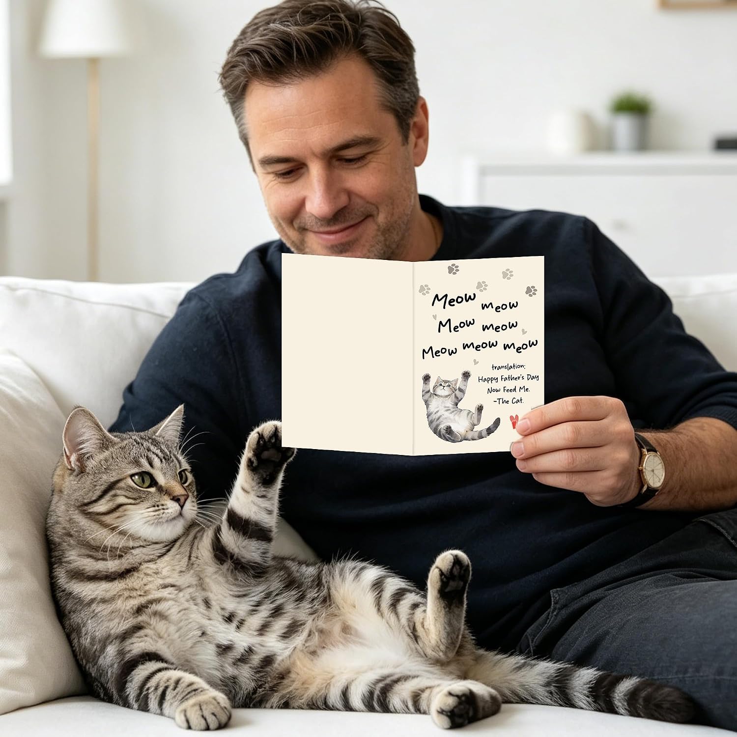 Thumbnail 6 de Cat Dad Fathers Day Card with Keychain and Envelope – A Cute, Practical Gift from Cat to Dad