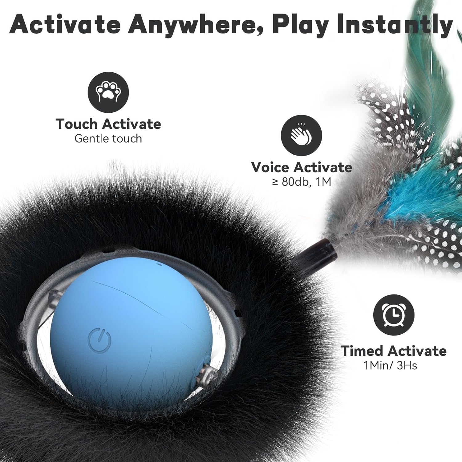 Thumbnail 3 de Zeepet Cat Toys: Interactive Indoor Maze Ball Toy with 4 Modes, Clap Activation and Obstacle Avoidance