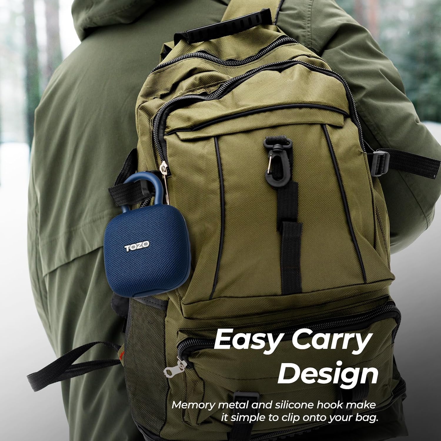 Thumbnail 4 de TOZO PE1 Mini Bluetooth-Lautsprecher – IPX8, 32 Std., Karabiner, Blau