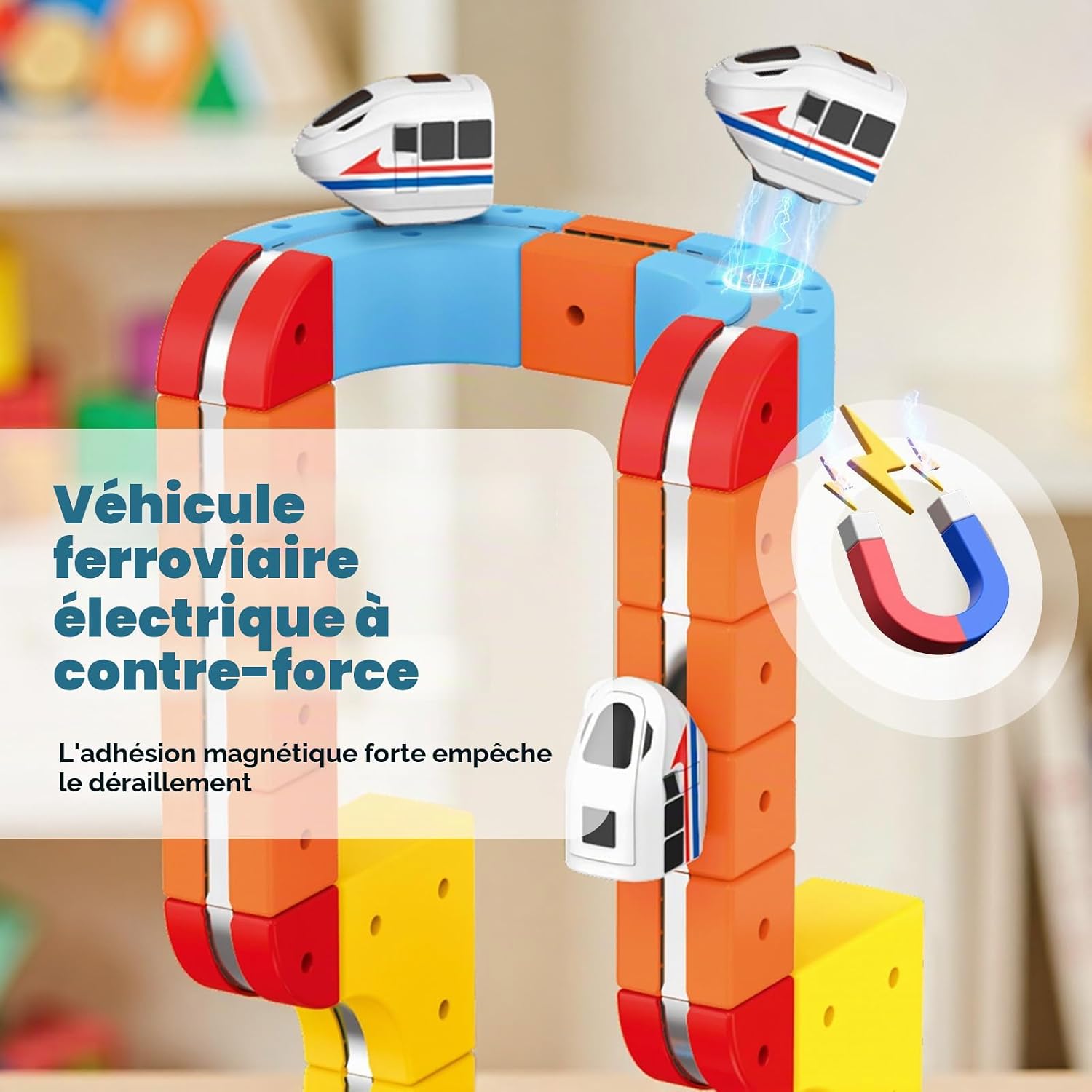 Detalle 2 de 150 Pièces DIY Cube Track: Circuit Flexible et Train Électrique pour les enfants de 3 à 8 ans