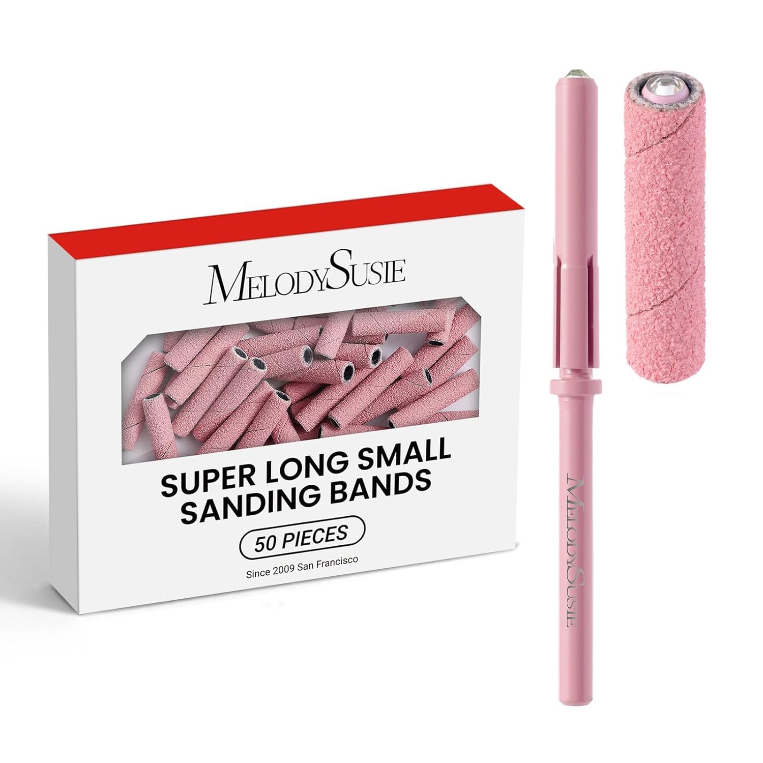 Thumbnail 6 de MelodySusie 50 extra-lange Schleifhülsen für Nagelfräser (Kristall-Mandrel, 6,65 mm) – Körnung 180 für Gel & Acryl