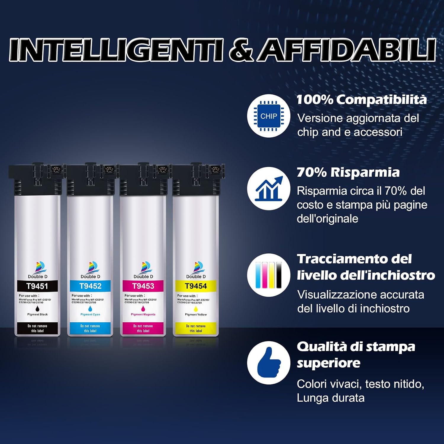 Detalle 1 de DOUBLE D T9451 per Epson 4 pack