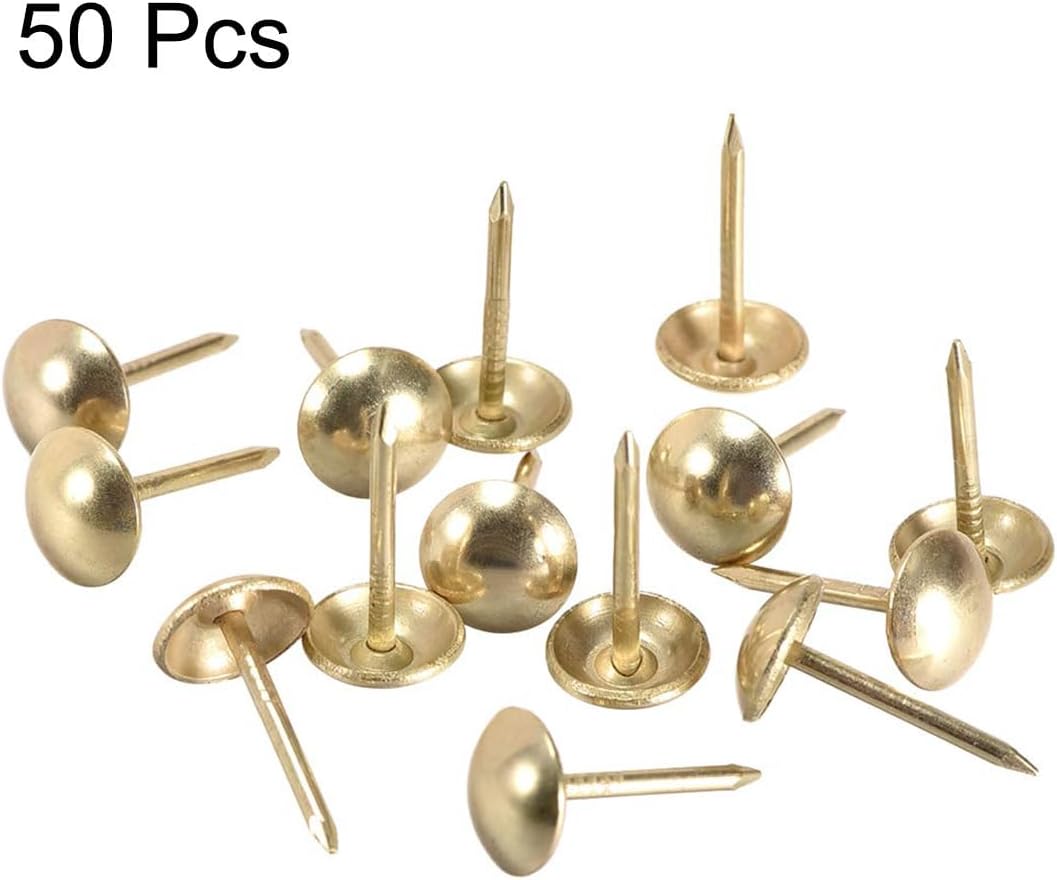 Detalle 2 de TA-VIGOR 50 Gold Upholstery Tacks (8 x 10mm) – Decorative metal thumb tacks for furniture & DIY