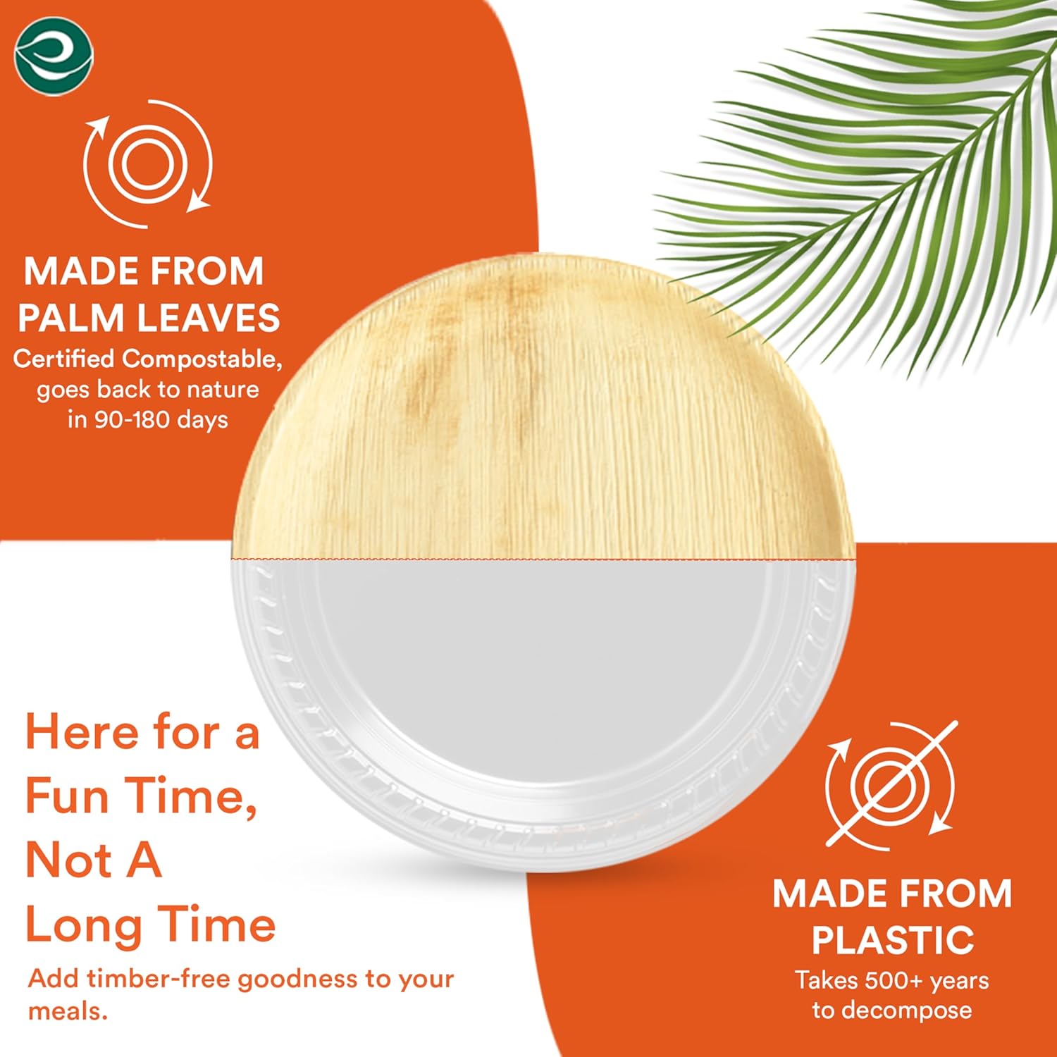 Thumbnail 6 de ECO SOUL Palm Leaf Plates 6” (15cm) Round, 25 Count – compostable disposable dinner plates