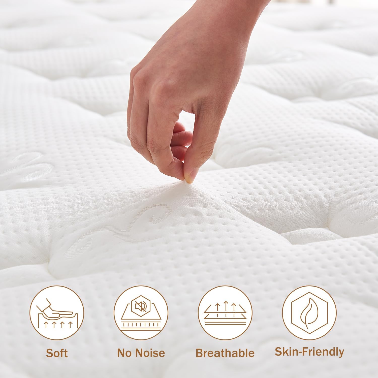 Thumbnail 2 de Hiepunos 4FT Small Double Mattress – 10.2 Inch Hybrid Memory Foam Pocket Sprung Orthopaedic Mattress