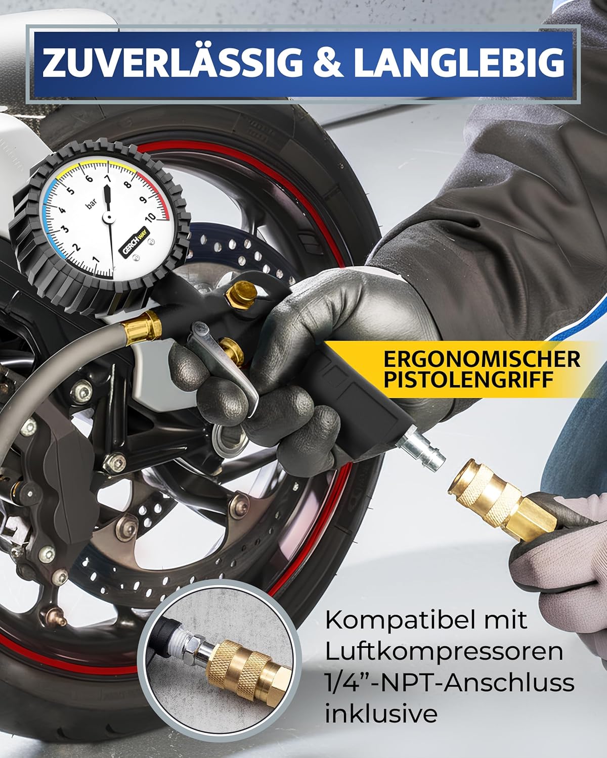 Detalle 2 de Reifenfüller mit Manometer 10 bar