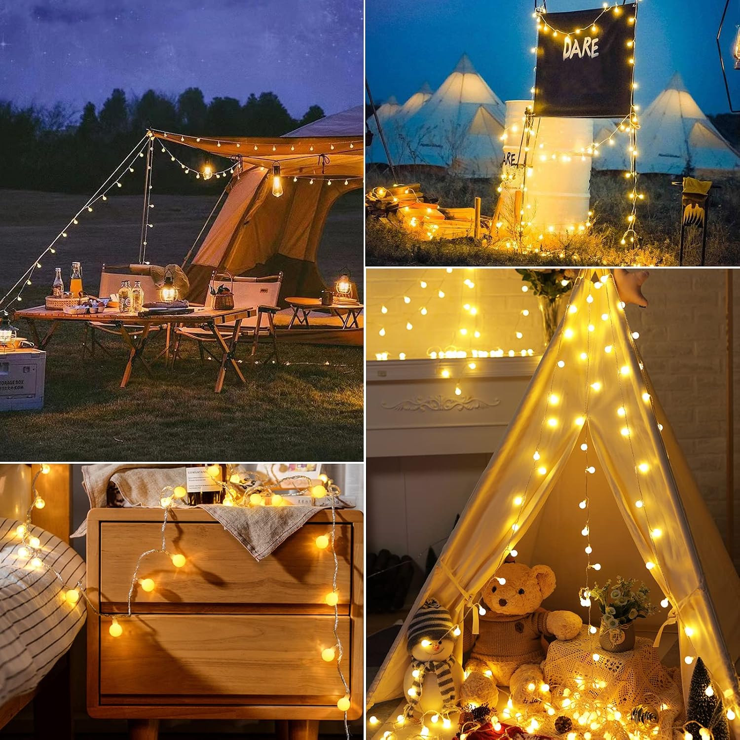 Thumbnail 3 de Minetom 100-Remote 33 ft LED Globe String Lights, Warm White with Remote