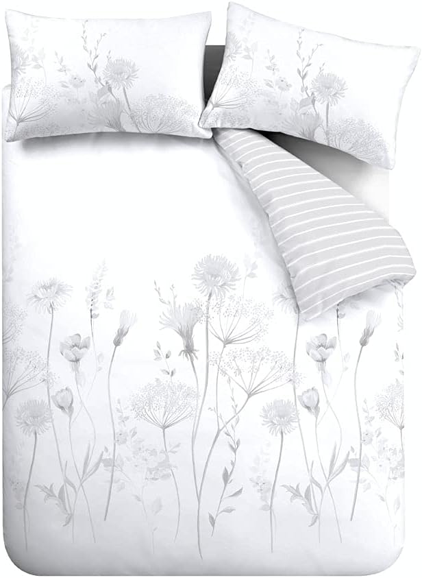 Thumbnail 4 de Catherine Lansfield Meadowsweet Floral Reversible King Duvet Cover Set with Pillowcases White