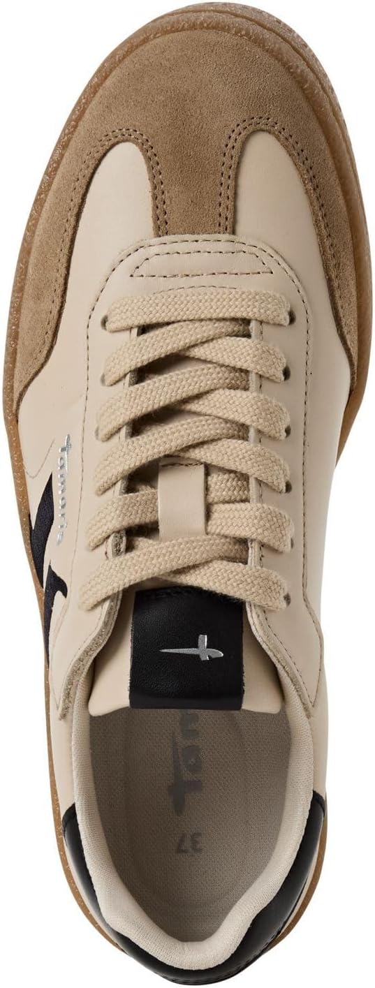 Detalle 2 de Tamaris Damen Sneaker Leder, beige, 39 EU – moderner Alltagskomfort