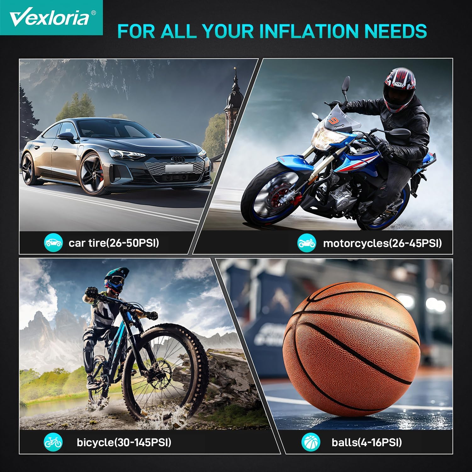 Thumbnail 4 de Vexloria Tyre Inflator 150 PSI portable pump