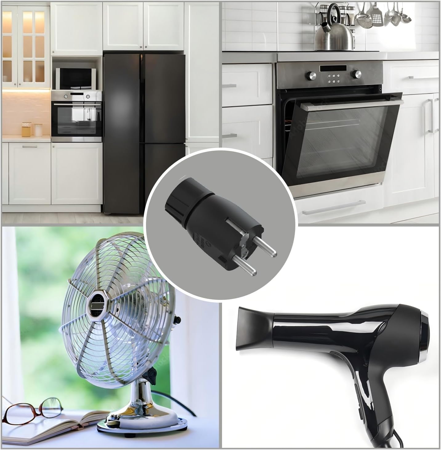 Thumbnail 5 de TEMOLink Schuko Stecker (Gerade) mit Knickschutz – 3er-Set für Kabel bis 2,5 mm², IP20, schwarz