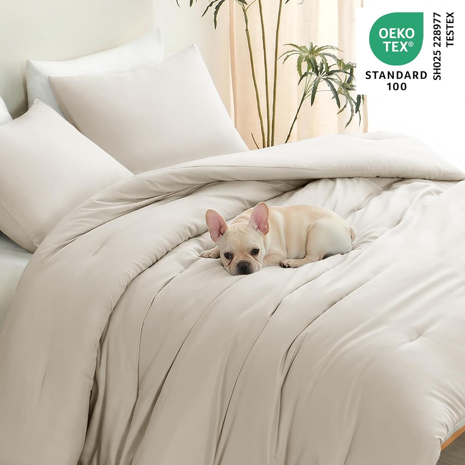 Thumbnail 3 de CozyLux Beige Queen Comforter Set 3-Piece Bedding