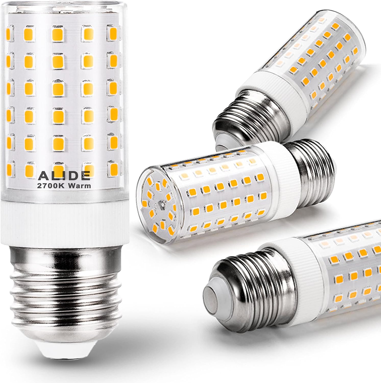 Detalle de ALIDE E2612 E26 LED Corn Bulbs, 12W, 1,200 Lumens, 2700K, 4-Pack