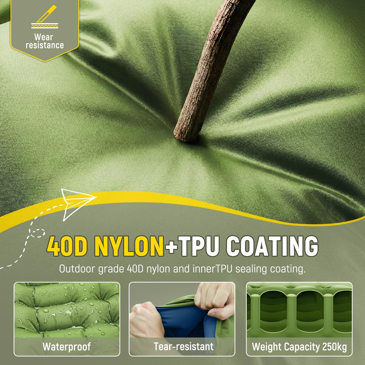 Thumbnail 4 de Myxslop Camping Sleeping Pad with Built-in Foot Pump & Pillow – 15.5cm Thick Ultralight Mat