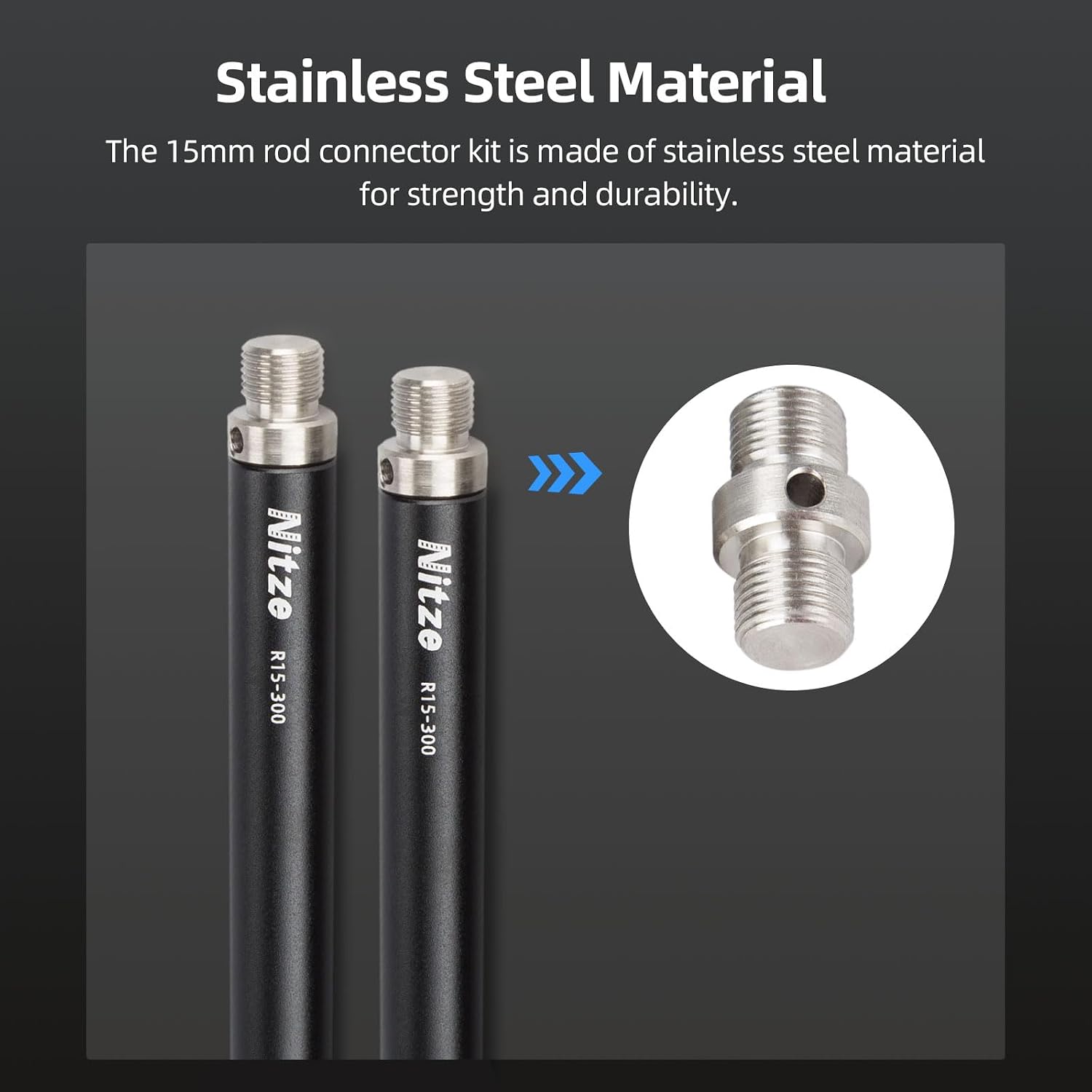 Detalle de Nitze PD15B Stangenverbinder mit M11 Gewinde – 2er-Set für 15 mm Aluminium-/Carbon-Stangen