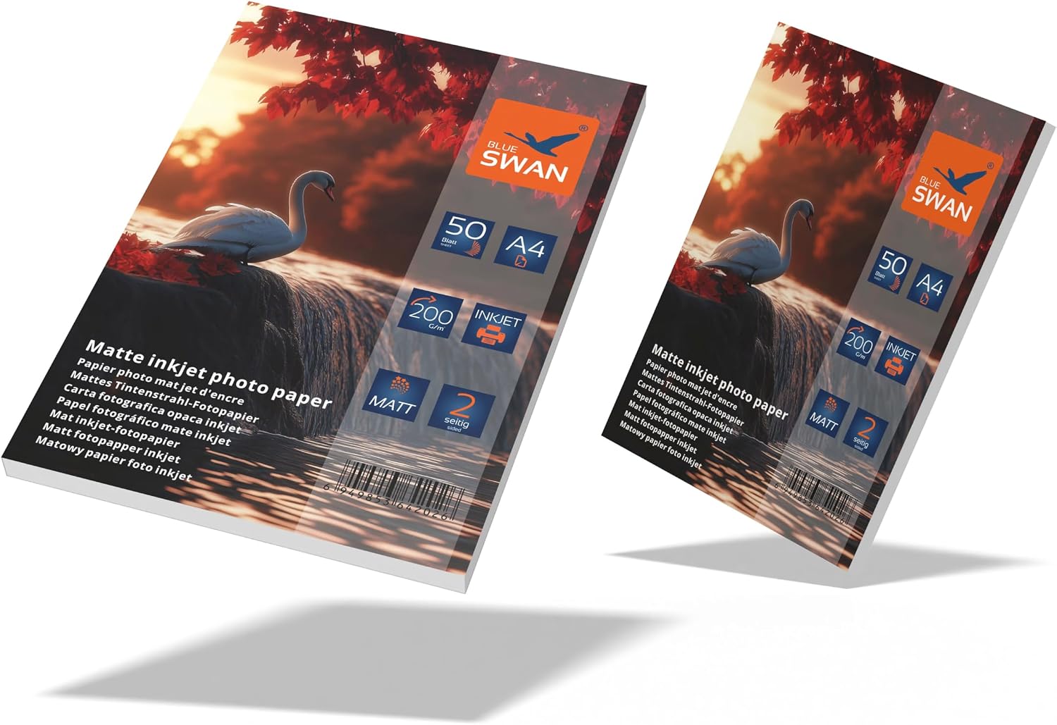 Detalle 2 de BLUE SWAN Carta Fotografica Opaca A4 da 200 g/m², 100 fogli (2×50) per stampanti inkjet