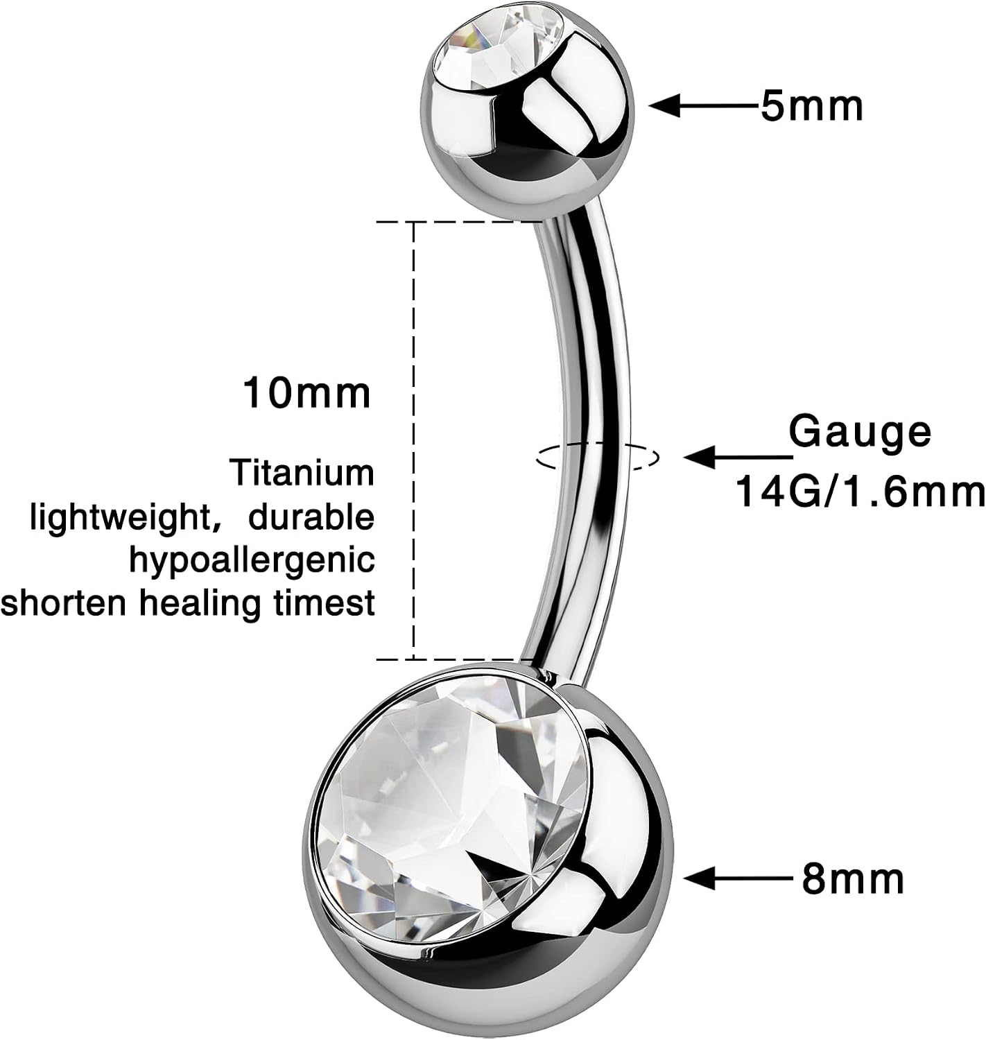 Thumbnail 4 de OUFER Belly Bars 14G Titane Grade 23