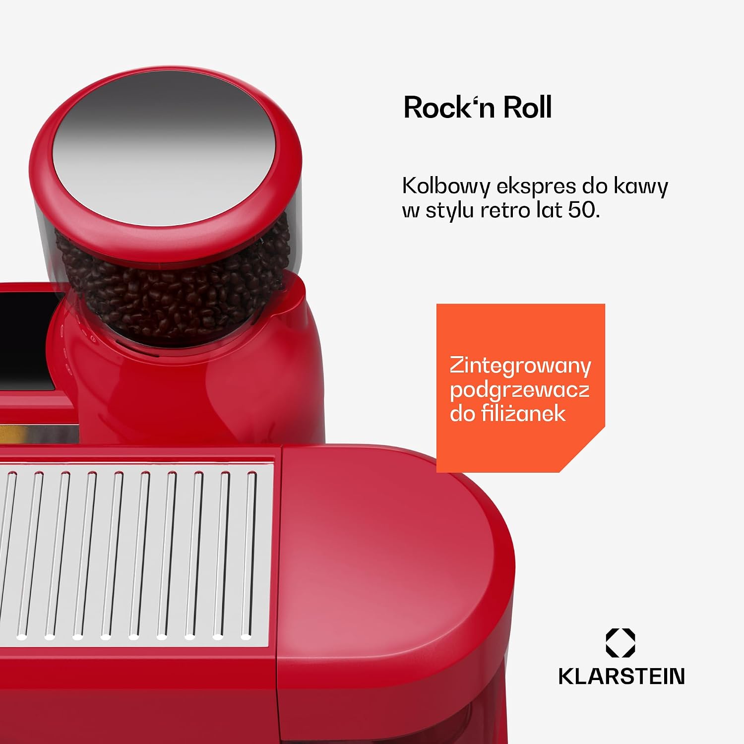 Detalle 2 de Klarstein Bella Café Espresso Machine with 19-Bar Pressure, Grinder & Milk Frother