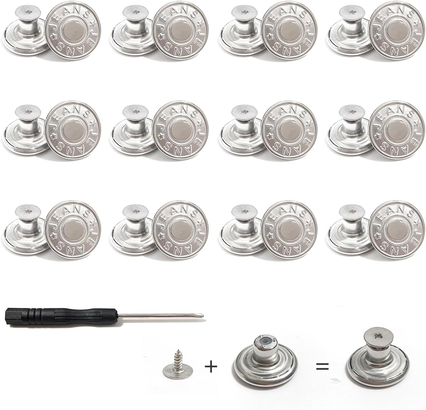 Thumbnail 6 de ANMOYIXIA 12 Ersatzknöpfe für Jeans (17 mm) – abnehmbare Knöpfe ohne Nähen mit Schraubendreher