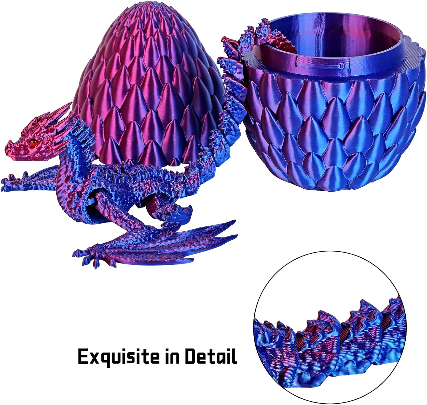 Detalle 2 de TXB3DOK 3D-Printed Flying Dragon in Egg, Articulated Fidget Figure