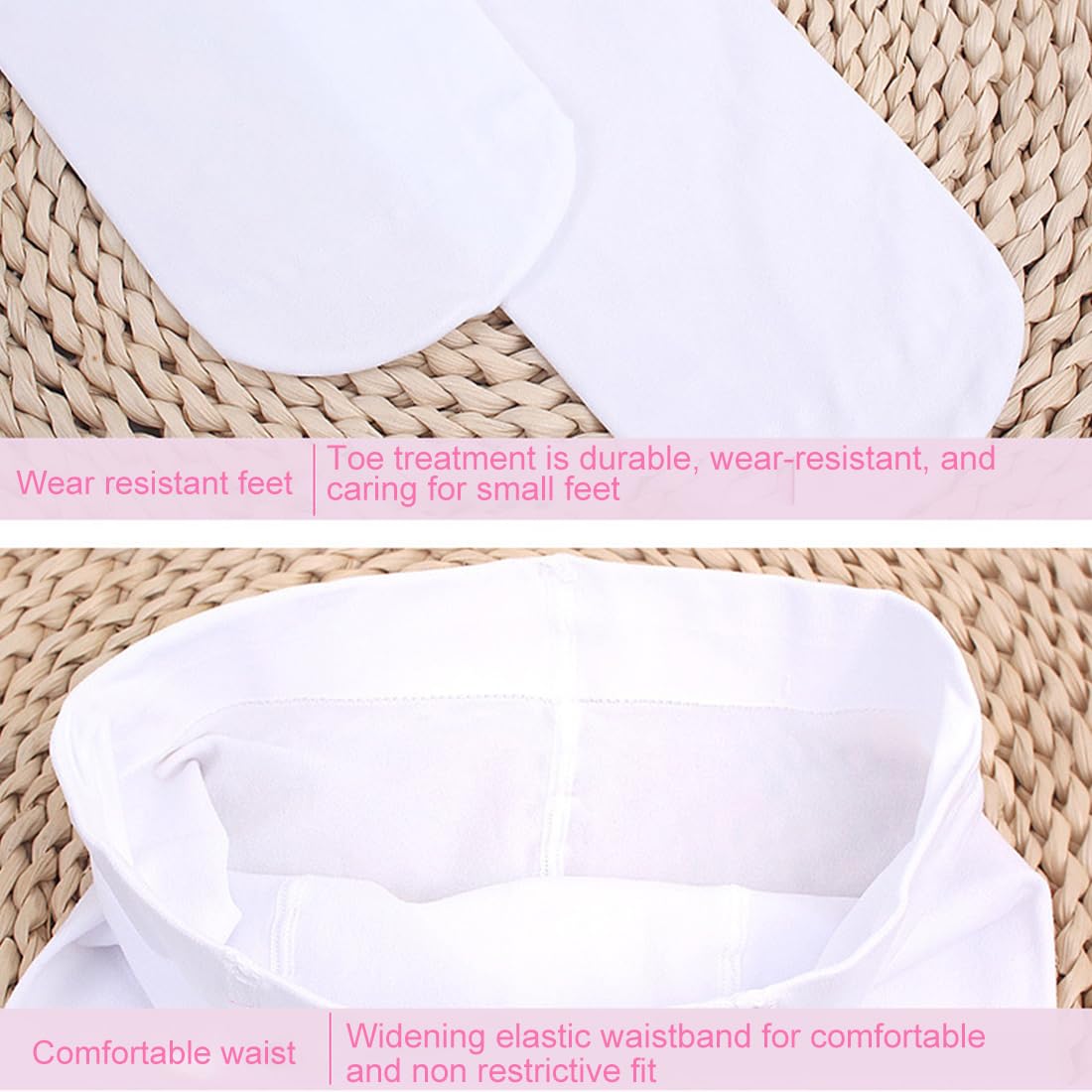 Detalle de UEAVOID 2 Paar Ballettstrumpfhose Mädchen – elastisch, hautfreundlich und passend für 6–9 Jahre