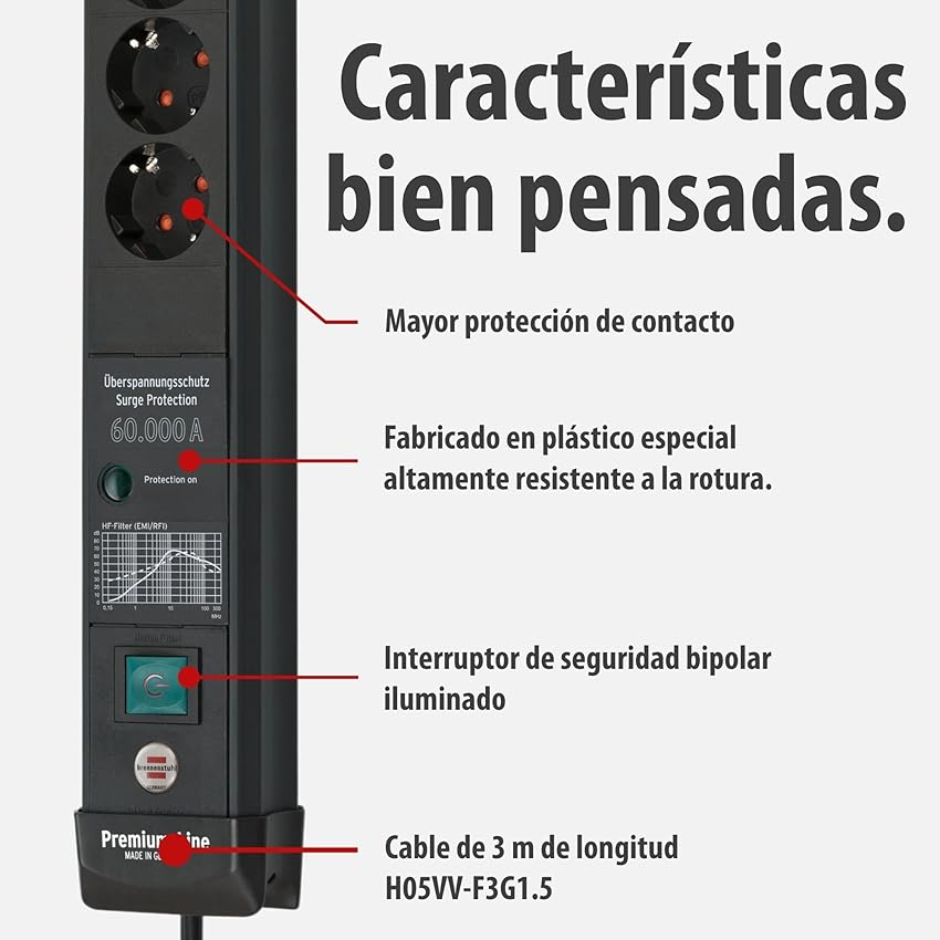 Thumbnail 3 de Brennenstuhl Premium-Line regleta 6 tomas 3m