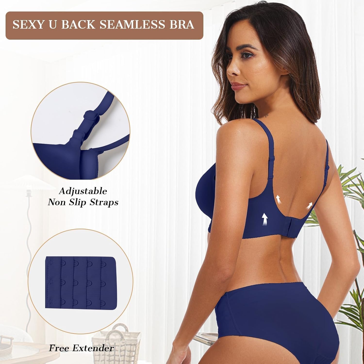 Detalle de OEAK 0K-1028 Wireless Jelly Bra, Seamless V-Neck with Removable Pads