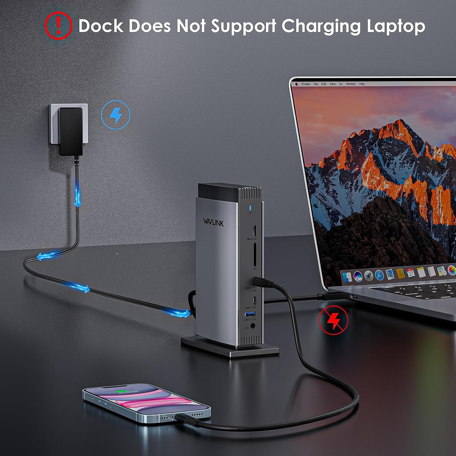 Thumbnail 2 de Wavlink USB C Laptop Docking Station with 3 HDMI (DisplayLink triple monitor, up to 4K60Hz) + 5 USB ports