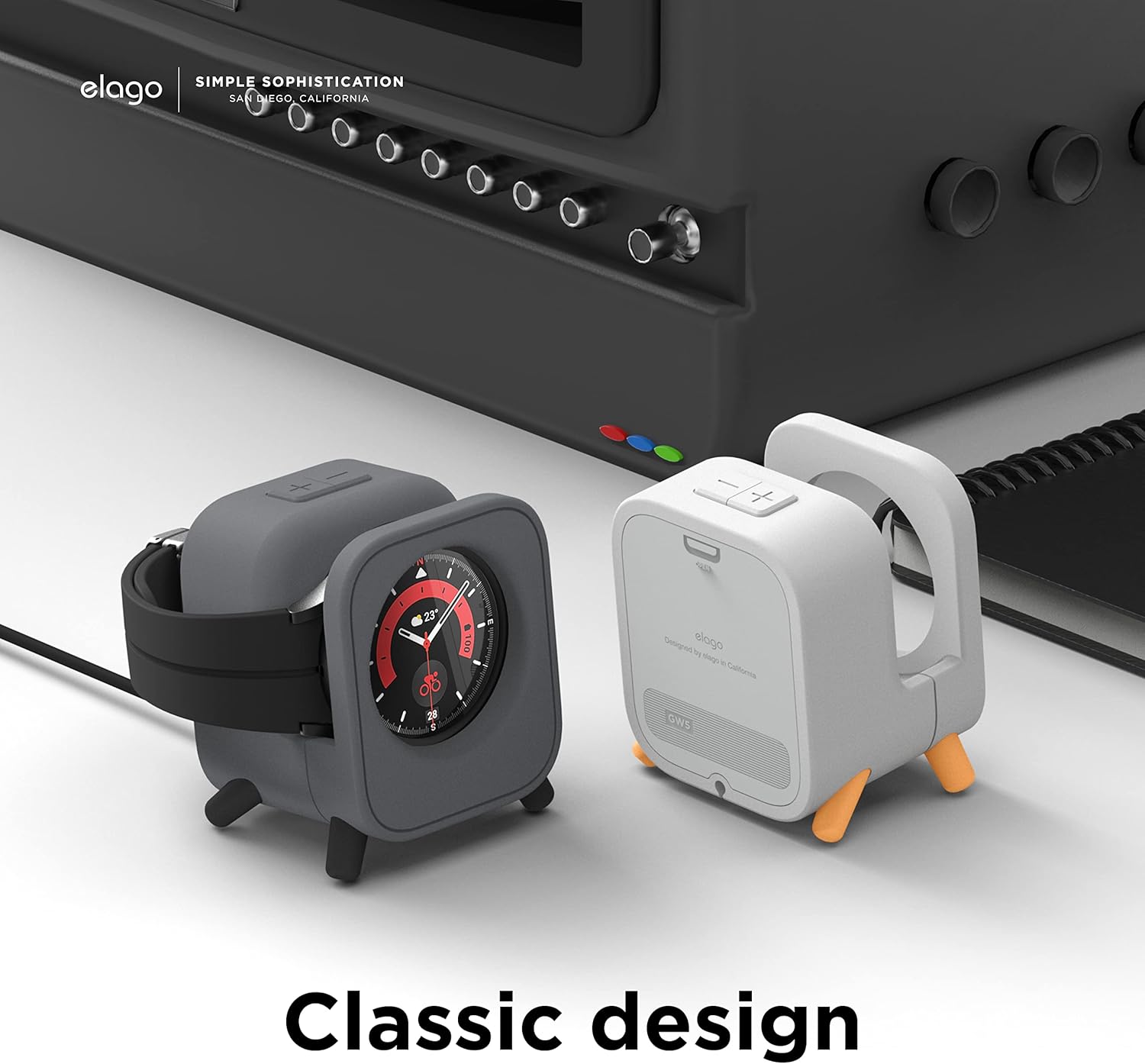 Thumbnail 6 de elago GWT5 Charger Stand for Samsung Galaxy Watch 8/7/6/5 (40–47mm) – Classic Speaker Nightstand Mode (light grey)