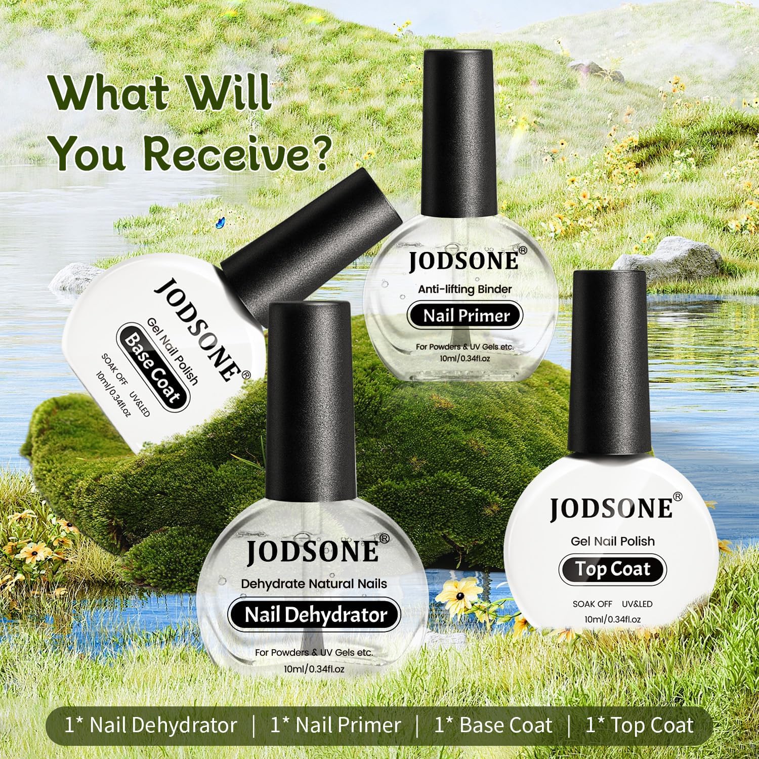 Thumbnail 1 de JODSONE kit gel per unghie 4 flaconi da 10 ml: disidratatore, primer, base coat e top coat lucido
