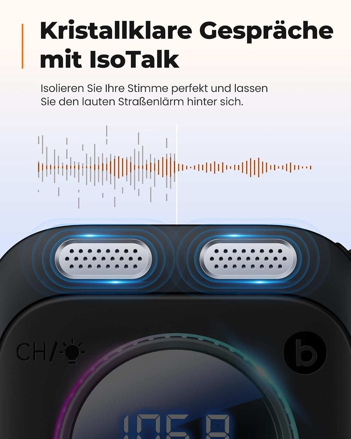 Detalle de LENCENT 72W FM Transmitter Auto Bluetooth 5.4 – kabellose Musik & Freisprecheinheit mit 180° Drehung