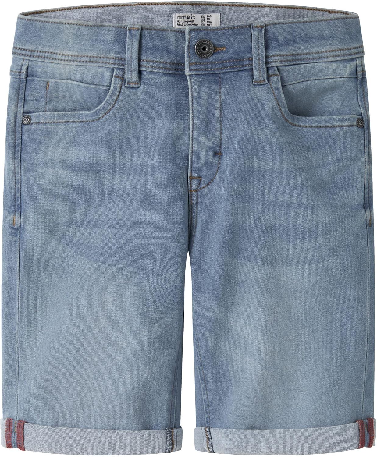 Detalle de NAME IT Boy Shorts Slim Fit Long – Jeansshorts mit verstellbarer Taillenweite