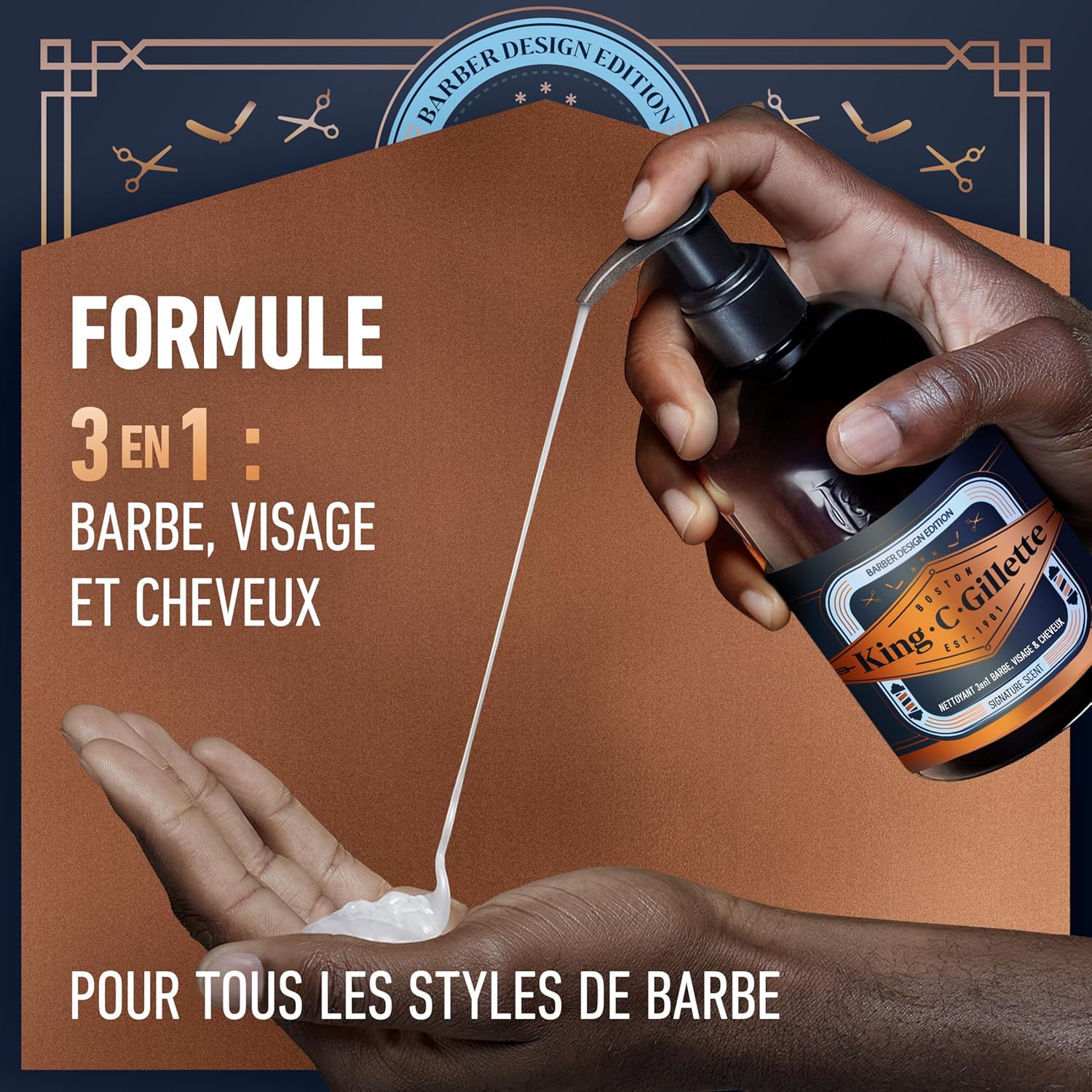 Detalle 2 de King C. Gillette Soin Barbe 3-en-1 — Nettoyant, Hydratant et Rafraîchissant (350 ml)