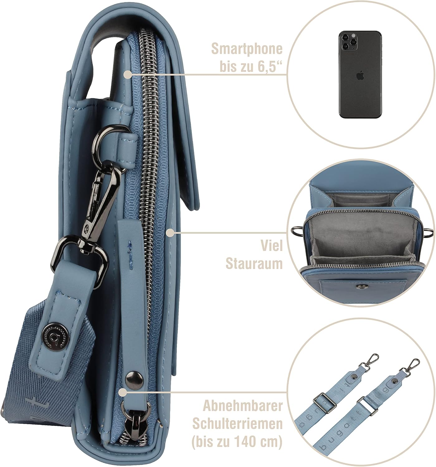 Thumbnail 4 de Bugatti Almata portafoglio a tracolla con scomparto per smartphone - blu