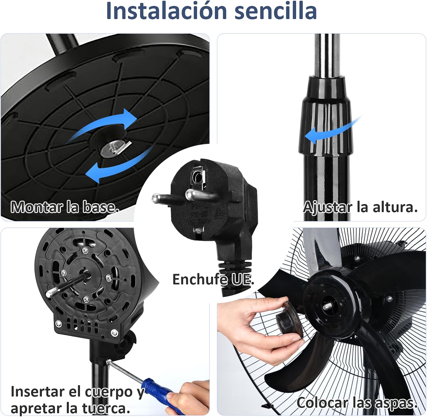 Detalle 2 de Lirixia Ventilador de Pie Potente 75W, 18" con Altura Regulable y Oscilación 120°