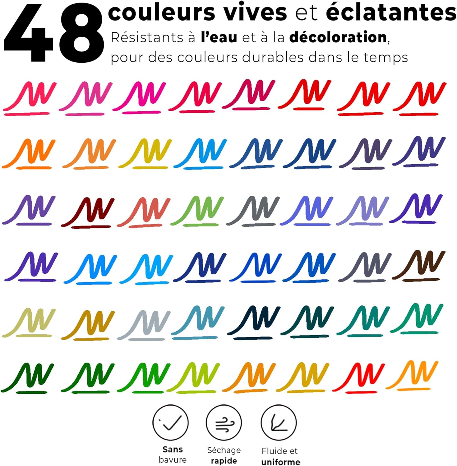 Thumbnail 3 de DIYIDEA Marqueurs peinture acrylique à double pointe 48 couleurs (pinceau flexible & pointe fine 1 mm) avec étui