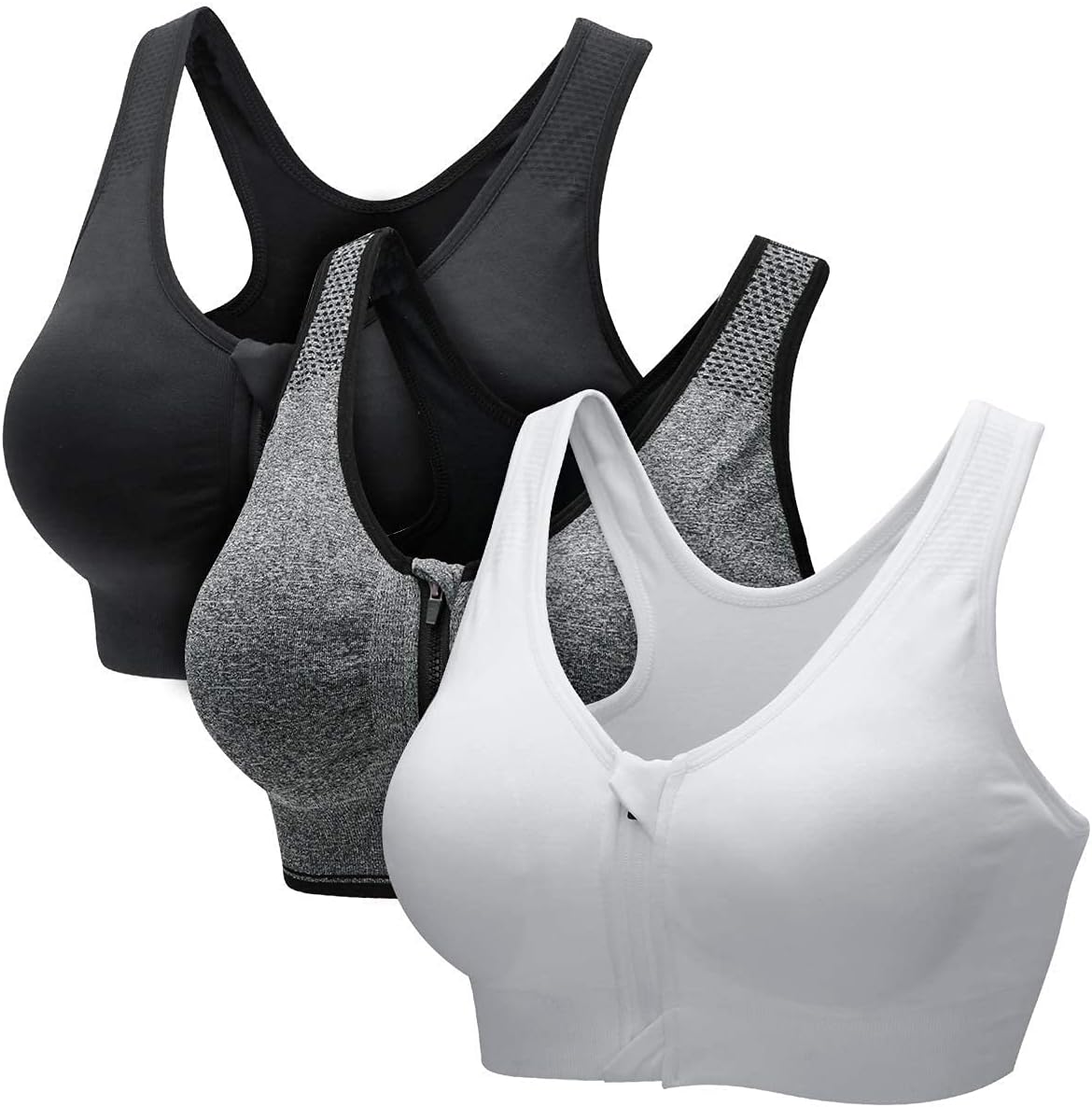 Detalle de ZOEREA Soutien-Gorge de Sport Femme à Zip Avant, Push Up Sans Armature – Coussins Amovibles