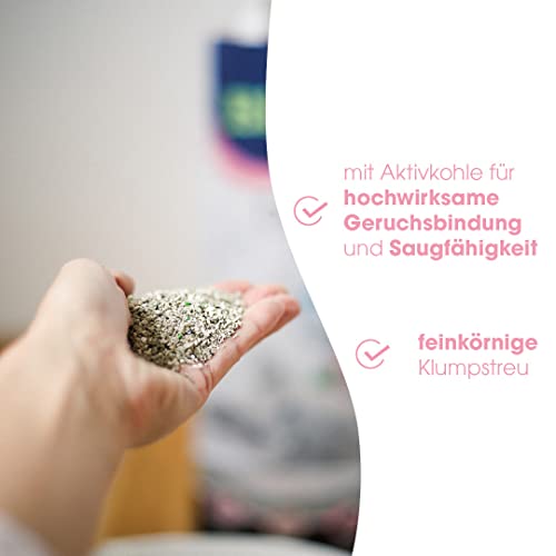 Detalle de Biokat's Diamond Care Fresh Katzenstreu mit Babypuder-Duft – Feine Klumpstreu aus Bentonit mit Aktivkohle und Aloe Vera (10 L)