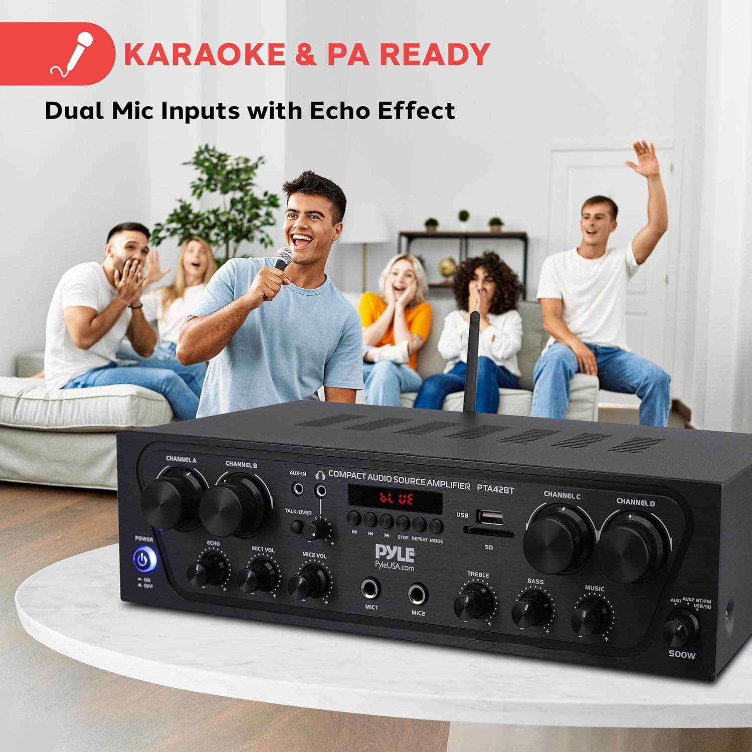Detalle 2 de Pyle PTA42BT 500W Bluetooth Karaoke Amplifier