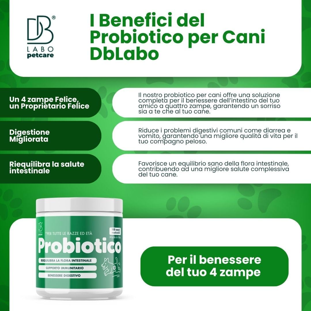 Detalle 2 de DB Labo Probiotici per Cani 100 Snack: 4-in-1 per Digestione, Immunità e pelle