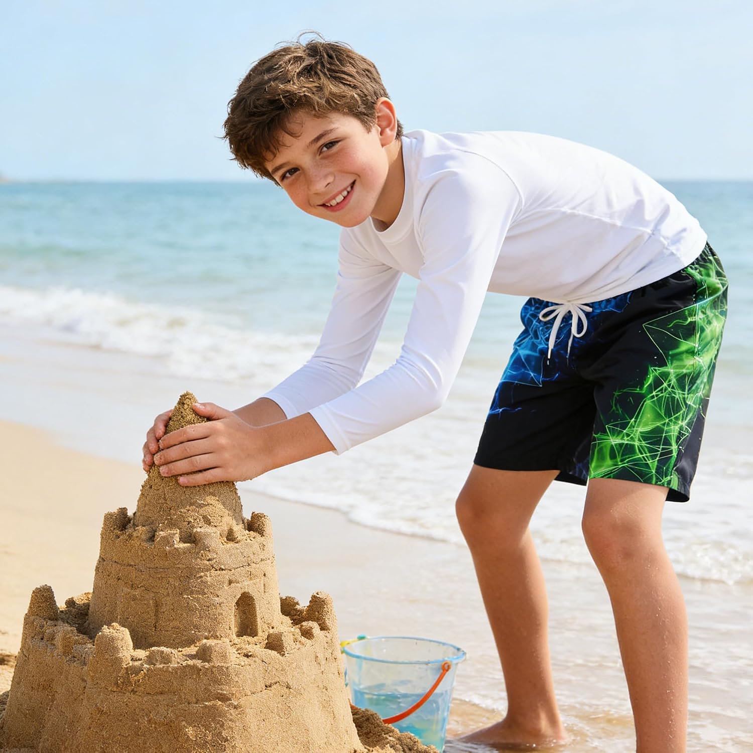 Detalle 2 de Kids4Ever Badehose Jungen 3D-Druck – Schnelltrocknend, elastischer Bund, 6–14 Jahre