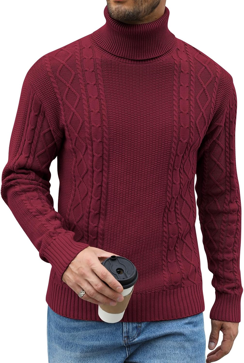 Detalle de Zetieny Herren Rollkragenpullover – Slim Fit Feinstrick mit Rollkragen, Langarm