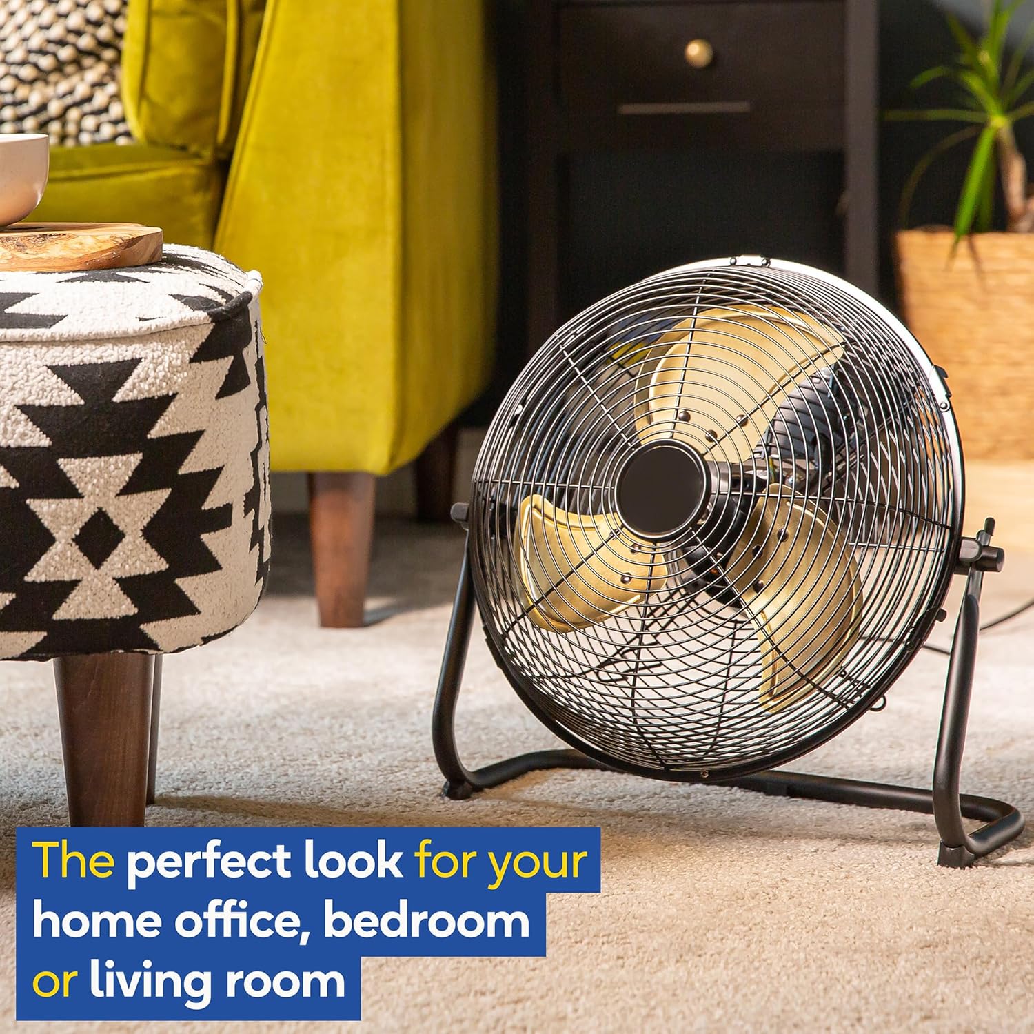 Thumbnail 4 de Russell Hobbs RHGF1221BG 12" High Velocity Floor Fan in Brushed Gold (3 speed settings, tilt)