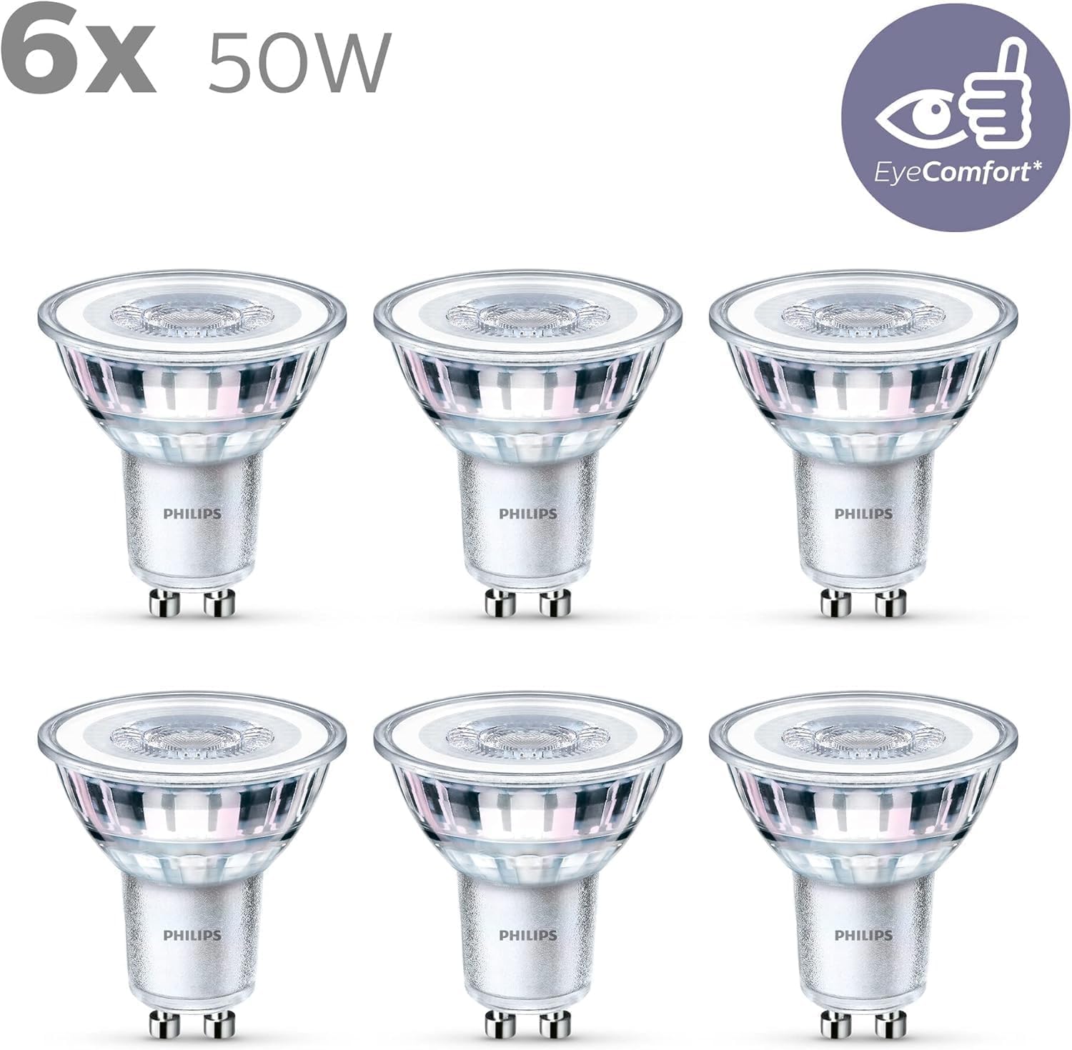 Detalle de Philips - Pack de 6 Bombillas LED GU10 50W 🌟