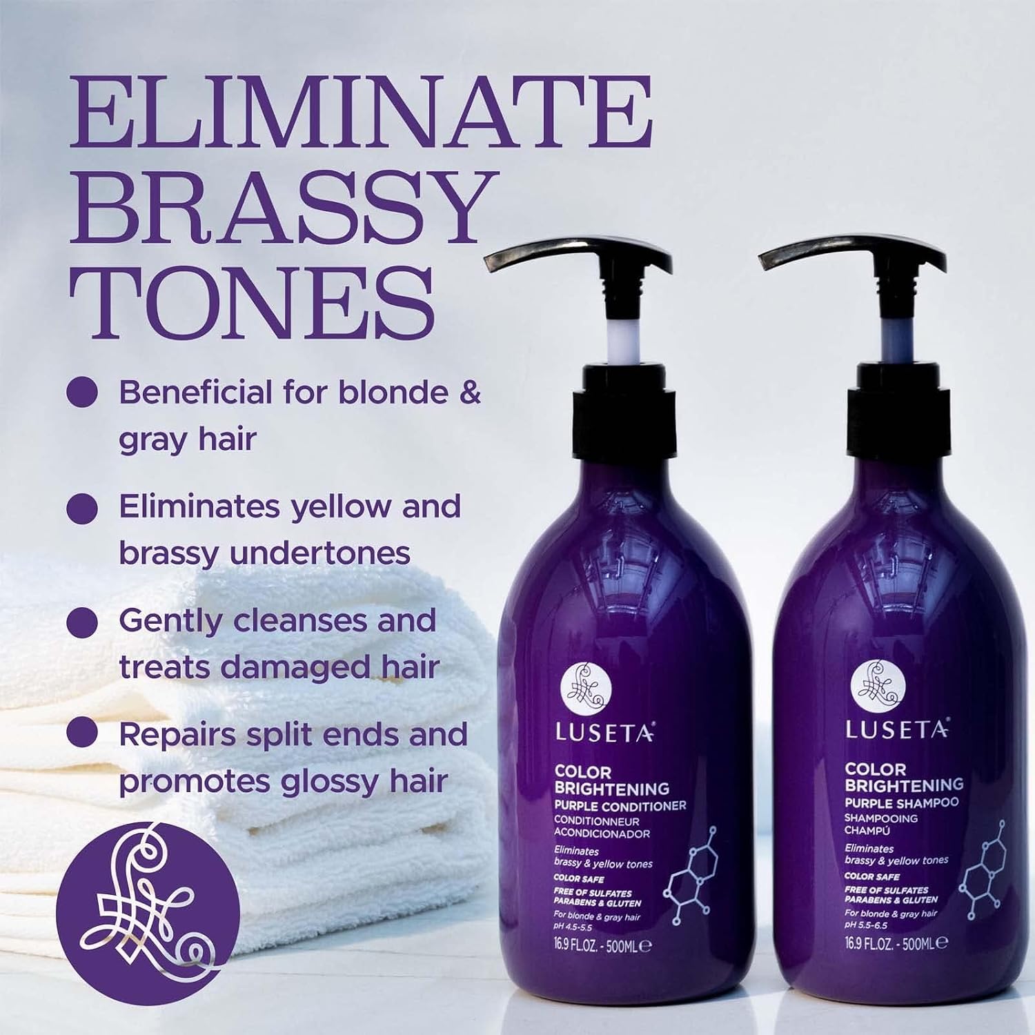 Detalle 2 de Luseta Coconut Oil Purple Shampoo & Conditioner Set for Blonde and Gray Hair