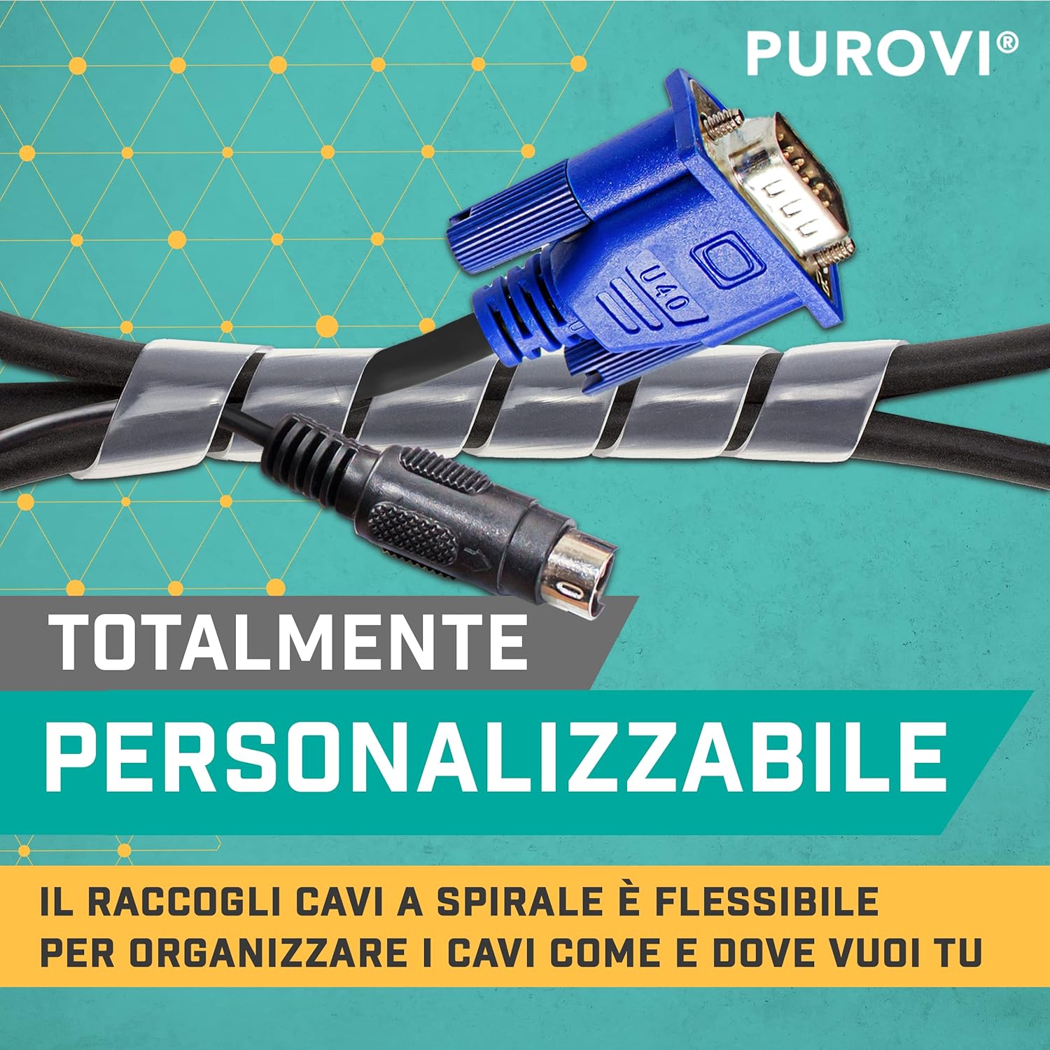 Thumbnail 6 de Purovi Raccogli Cavi - Guaina Copri Cavi Elettrici Trasparente, 10m, Spiralata e Flessibile