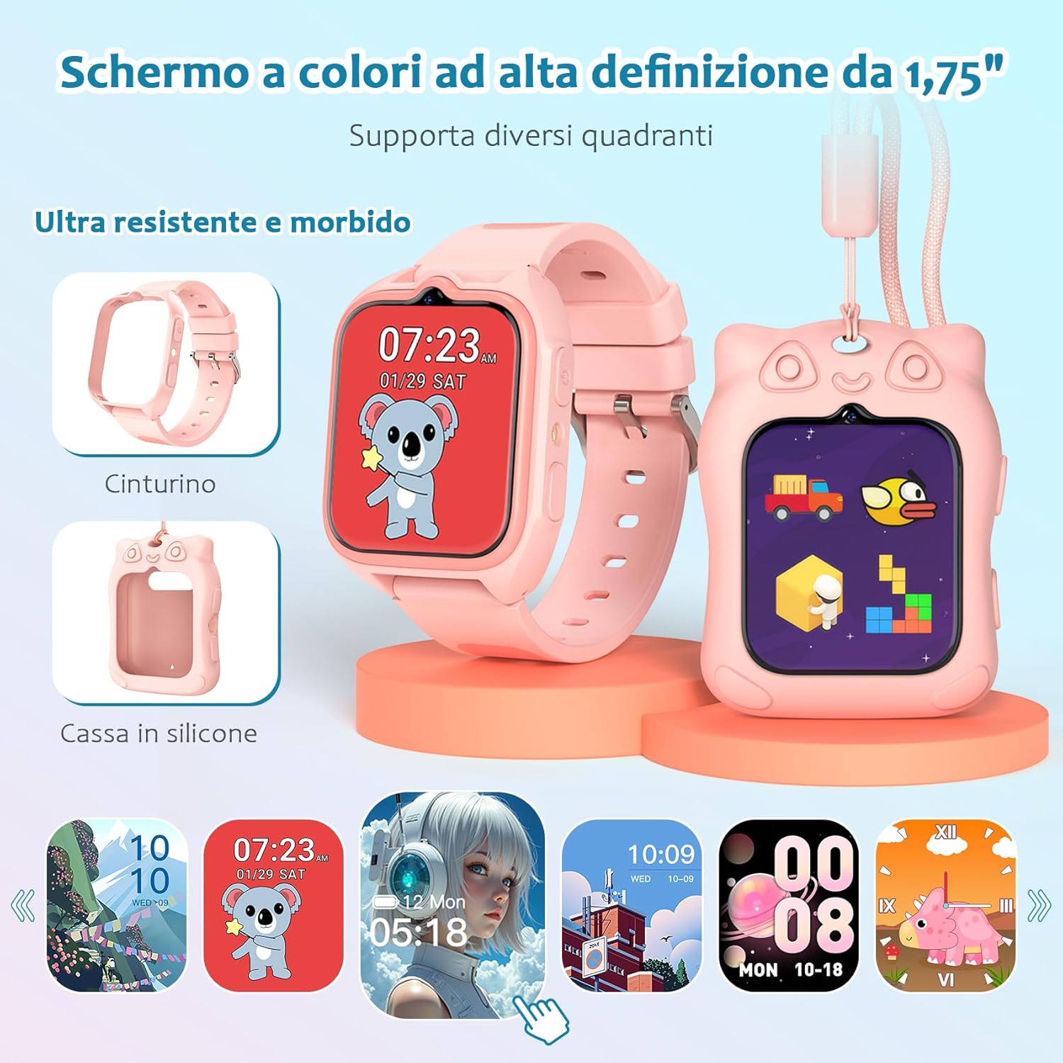Detalle de Blackview Smartwatch per Bambini da 1,75'' – fotocamera HD, 30 giochi e funzioni educative