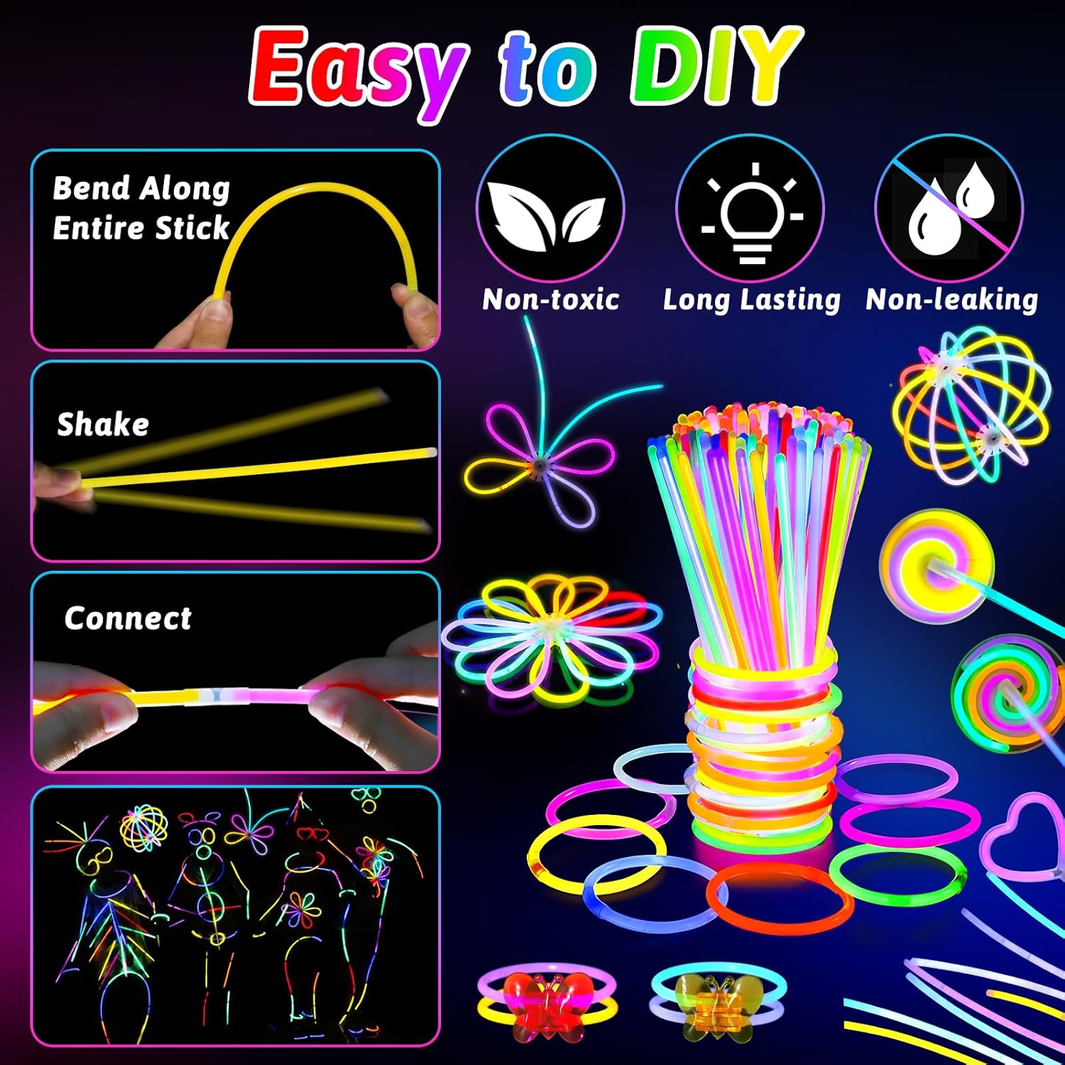 Thumbnail 5 de 156Pcs Glow in the Dark Party Supplies for Kids & Adults: Light Up Accessories Pack
